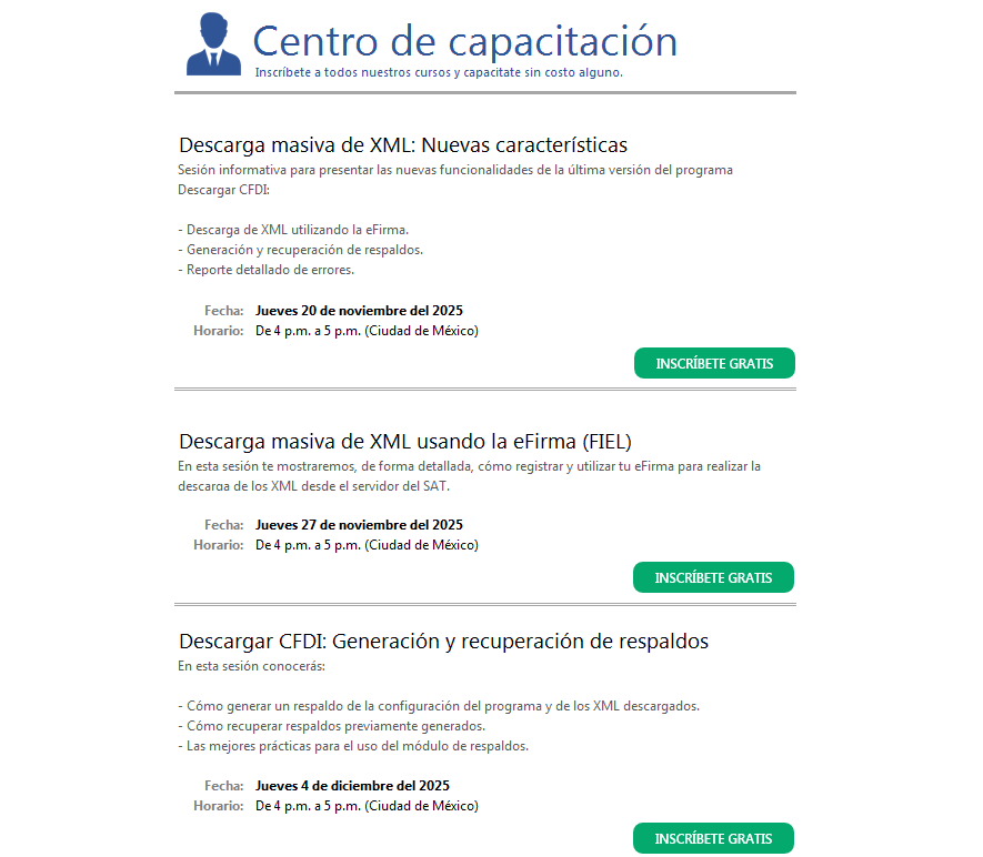 Centro de capacitación: Cursos gratuitos